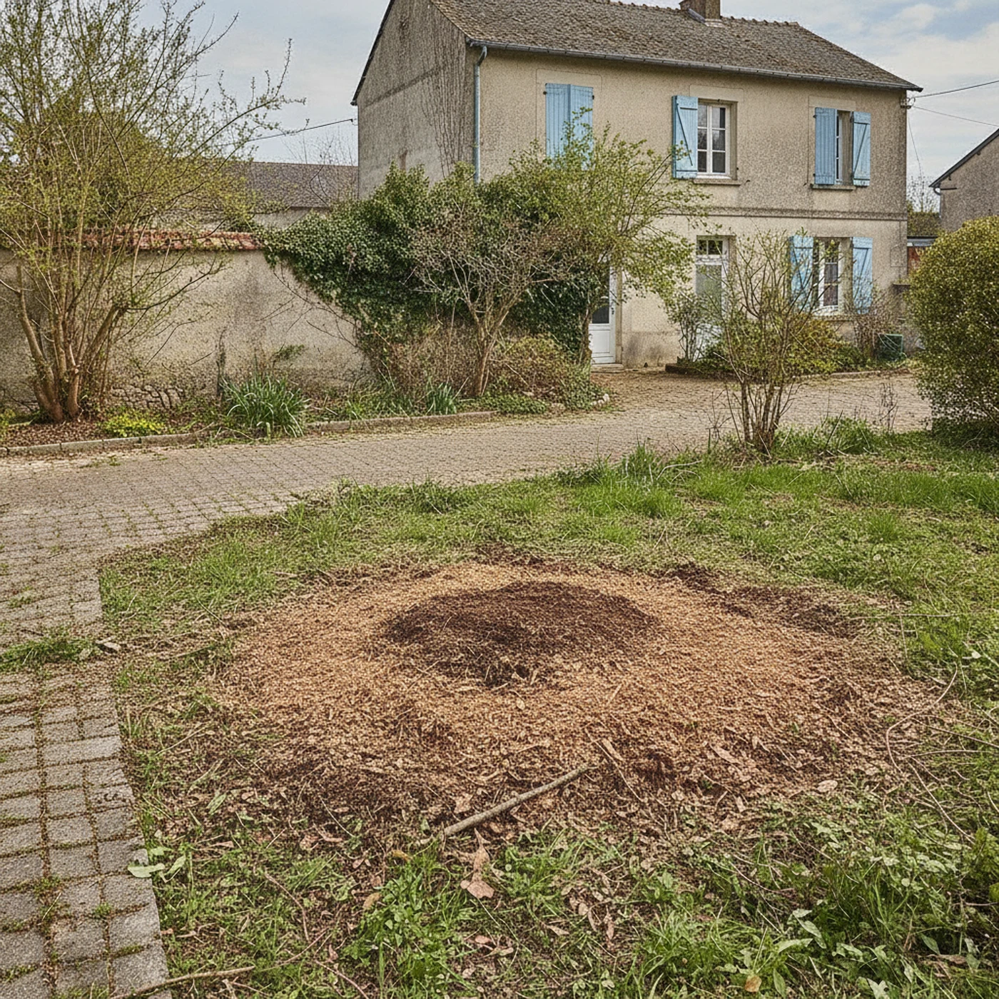 Sol nivelé après rognage de souche à Saint-André-les-Vergers